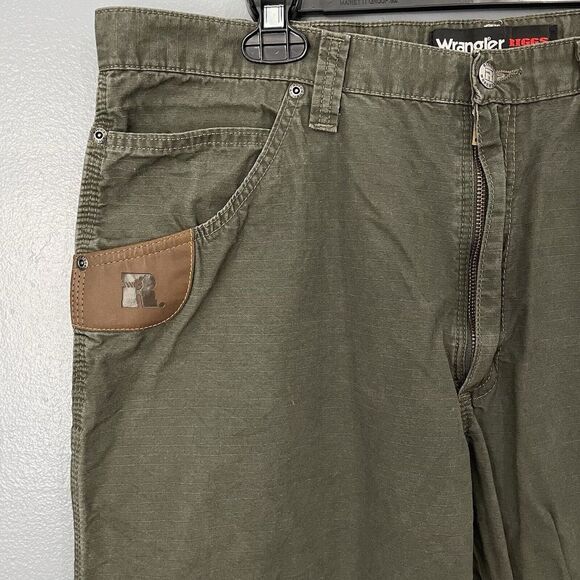 Wrangler Riggs Workwear Pants Mens 38x30 Ripstop Olive Green Cotton Carpenter - Picture 2 of 7